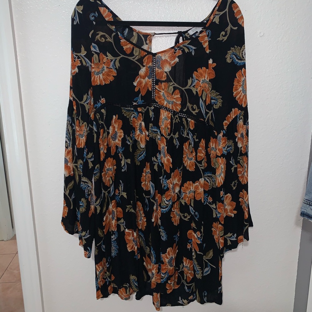 Black Floral Skater Dress